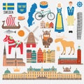 Set with design elements of symbols of Sweden