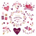 Set of design elements for Valentine`s day Royalty Free Stock Photo