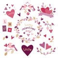 Set of design elements for Valentine`s day