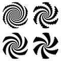 Set of design monochrome spiral movement illusion backgrounds Royalty Free Stock Photo