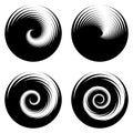 Set of design monochrome spiral movement illusion backgrounds Royalty Free Stock Photo