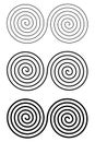 Set of design monochrome spiral movement illusion elements Royalty Free Stock Photo