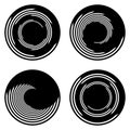 Set of design monochrome spiral movement illusion icons Royalty Free Stock Photo