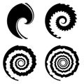 Set of design monochrome spiral movement illusion icons Royalty Free Stock Photo