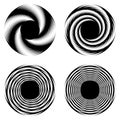 Set of design monochrome spiral movement illusion icons Royalty Free Stock Photo