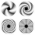 Set of design monochrome spiral movement illusion icons Royalty Free Stock Photo