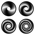 Set of design monochrome spiral movement illusion icons Royalty Free Stock Photo