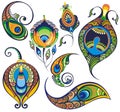Set for design with peacock feathers Royalty Free Stock Photo