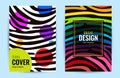 Set Design poster in color rainbow. Stripes on black background. Abstract graphic background.