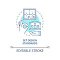 Set design standards turquoise concept icon