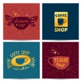 Set design template menu, card, poster with retro vintage logos for coffee shop Royalty Free Stock Photo