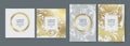 Set of design templates with golden texture, marble effect. Luxury and elegance. Goldand white color