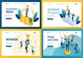 Set design web page templates of achieving goal. Modern illustration concepts for website and mobile website development Royalty Free Stock Photo