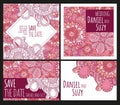 Set of design of wedding cards in doodle floral and lace style Royalty Free Stock Photo