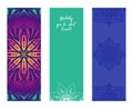 Set of design yoga mats. Floral and mandala pattern in oriental style for decoration sport equipment