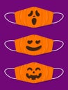 Set of designs reusable mouth kids funny masks with halloween pumpkin