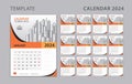 Wall calendar 2024 orange color concept, Desk Calendar 2024 template, calendar date, Planner, holiday event, graphic print Royalty Free Stock Photo