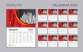 Wall calendar for 2024 - Desk calendar 2024 template, poster, calendar date, graphic print Royalty Free Stock Photo