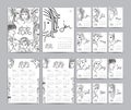 Calendar 2026 template set and Calendar 2027-2028 year, Desk calendar 2026 design, Planner, Lettering, hand drawn cartoon hipster