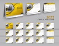 Calendar 2022 template set on gold background, calendar 2023-2024 year, 3d mockup desk calendar 2022 luxurious concept, vector