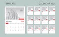 Calendar 2025 template vector, Wall calendar 2025 design, desk calendar 2025, creative idea Royalty Free Stock Photo