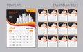 Set Desk Calendar 2024 template, Wall calendar 2024 design can be place for photo and company Logo, Week Starts on Sunday, vector Royalty Free Stock Photo