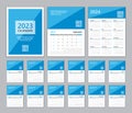 Calendar 2023-2024 template, Set Desk calendar 2023 template, Set of 12 Months, Wall calendar 2024 design