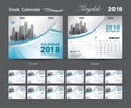 Set Desk Calendar 2018 template design, blue cover, Set of 12 Mo Royalty Free Stock Photo