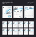 Set Desk Calendar 2018 template design, blue cover Royalty Free Stock Photo