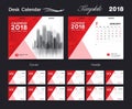 Set Desk Calendar 2018 template design, red cover Royalty Free Stock Photo