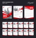 Set Desk Calendar 2018 template design, red cover, Set of 12 Months Royalty Free Stock Photo