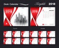 Set Desk Calendar 2018 template design, red cover Royalty Free Stock Photo