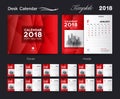 Desk Calendar 2018 template layout design, red cover Royalty Free Stock Photo