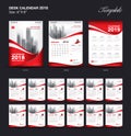 Set Desk Calendar 2018 template design, red cover Royalty Free Stock Photo