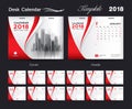 Set Desk Calendar 2018 template design, red cover Royalty Free Stock Photo