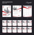 Set Desk Calendar 2018 template design, red cover, Set of 12 Mon Royalty Free Stock Photo