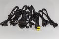 Set of detachable power cables of modular computer power supply Royalty Free Stock Photo