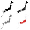 A set of detailed accurate vector maps of Japan Royalty Free Stock Photo