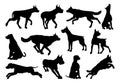 Dog Silhouettes Animal Set Royalty Free Stock Photo