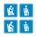 Set of detailed blue icons of priority seats on the white background