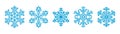 Set of detailed blue snowflake icon collection isolated on white background