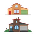 Set of detailed colorful cottage houses. Flat style modern buildings. Royalty Free Stock Photo