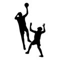 A set of detailed silhouette basketball players in lots of different poses Royalty Free Stock Photo