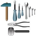 Set of detailed tools illustration