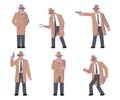 Set of Detective characters Royalty Free Stock Photo