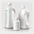 Set of detergent plastic bottles with chemical cleaning product on white background Royalty Free Stock Photo