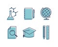 Set of flat design icons for Education and School Royalty Free Stock Photo