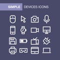 Set of device icons for simple flat style ui design Royalty Free Stock Photo
