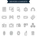 Set of Devices and Gadgets Related to Vector Line Icons. Royalty Free Stock Photo