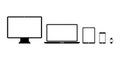 Set devices icons isolated technology products. Desktop tablet phone icons. Mock up of responsive design web application or
